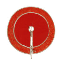HOME HEART Brands 24 INCH Red Christmas tree skirt velvet with jacquard brocade fabric border & thick double layer for Tabletop Tree
