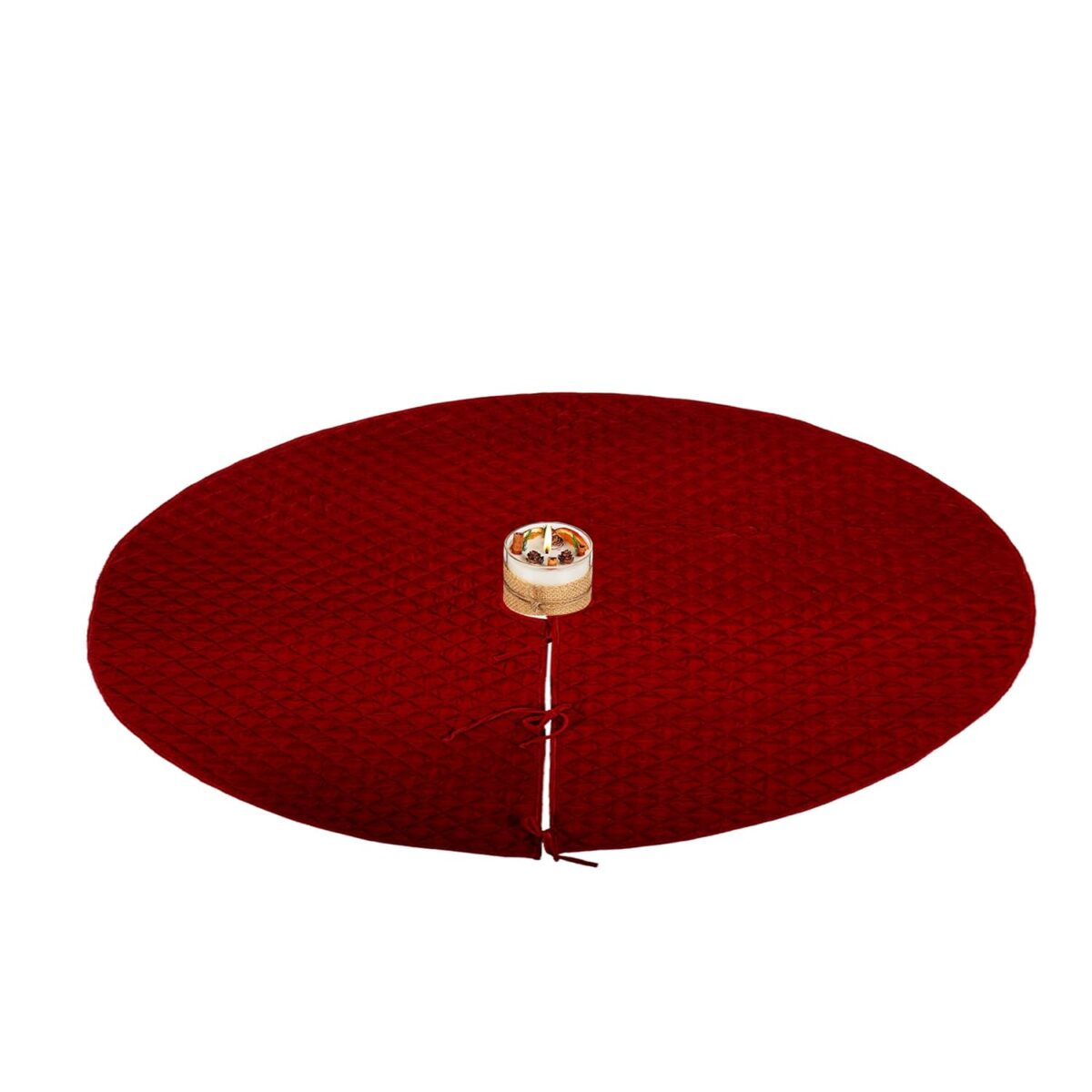 HOME HEART Brands CARDINAL RED QUILTED 17.5 INCH MINI ROUND MICRO VELVET DOUBLE LAYER THICK table topper CHRISTMAS TREE SKIRT