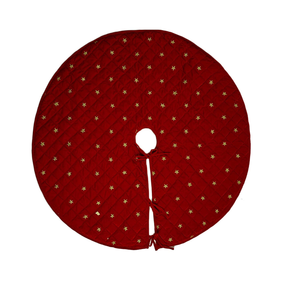 HOME HEART Brands gold star embroidered dark red QUILTED 44 INCH LARGE ROUND MICRO VELVET DOUBLE LAYER THICK CHRISTMAS TREE SKIRT