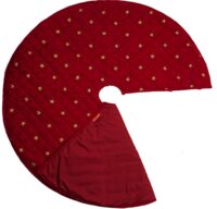 HOME HEART Brands gold star embroidered dark red QUILTED 44 INCH LARGE ROUND MICRO VELVET DOUBLE LAYER THICK CHRISTMAS TREE SKIRT