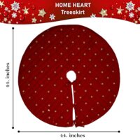 HOME HEART Brands gold star embroidered dark red QUILTED 44 INCH LARGE ROUND MICRO VELVET DOUBLE LAYER THICK CHRISTMAS TREE SKIRT