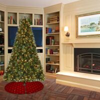 HOME HEART Brands gold star embroidered dark red QUILTED 44 INCH LARGE ROUND MICRO VELVET DOUBLE LAYER THICK CHRISTMAS TREE SKIRT