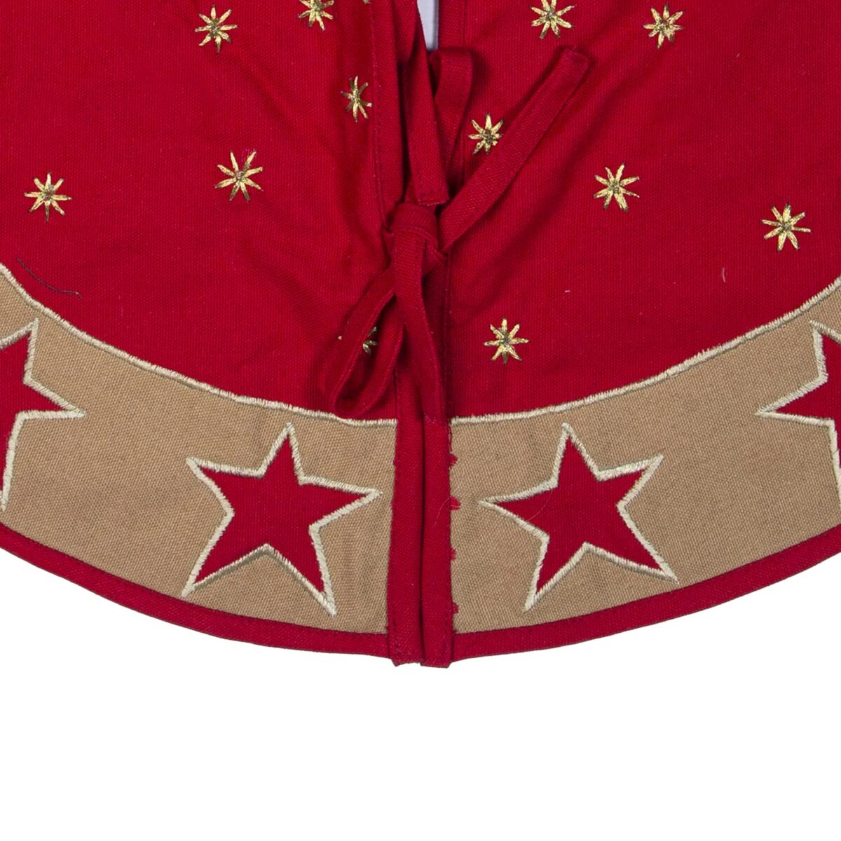 HOME HEART Brands 24" Christmas tree skirt Star Appliqued Embroidered on 100% Cotton Sturdy Duck Fabric(4063S)