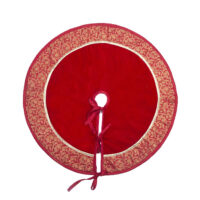HOME HEART Brands 24 INCH Christmas tree skirt velvet with brocade fabric border & thick double layer (5728S)