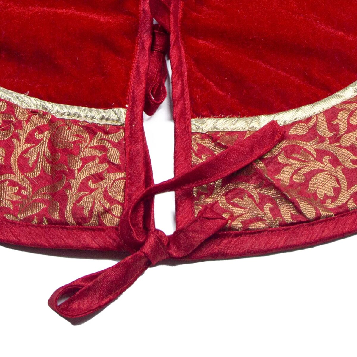 HOME HEART Brands 24 INCH Christmas tree skirt velvet with brocade fabric border & thick double layer (5728S)