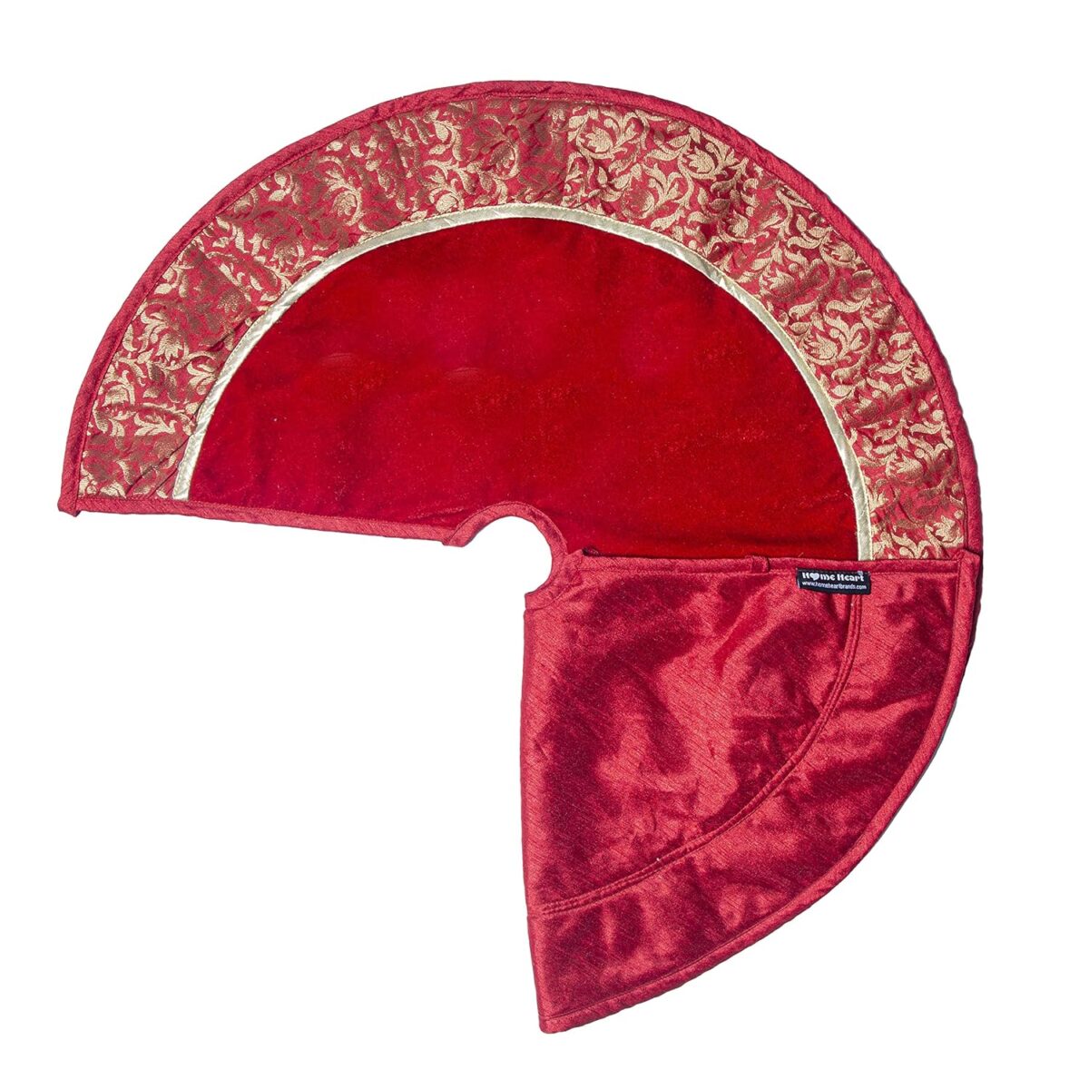HOME HEART Brands 24 INCH Christmas tree skirt velvet with brocade fabric border & thick double layer (5728S)