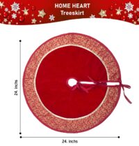 HOME HEART Brands 24 INCH Christmas tree skirt velvet with brocade fabric border & thick double layer (5728S)