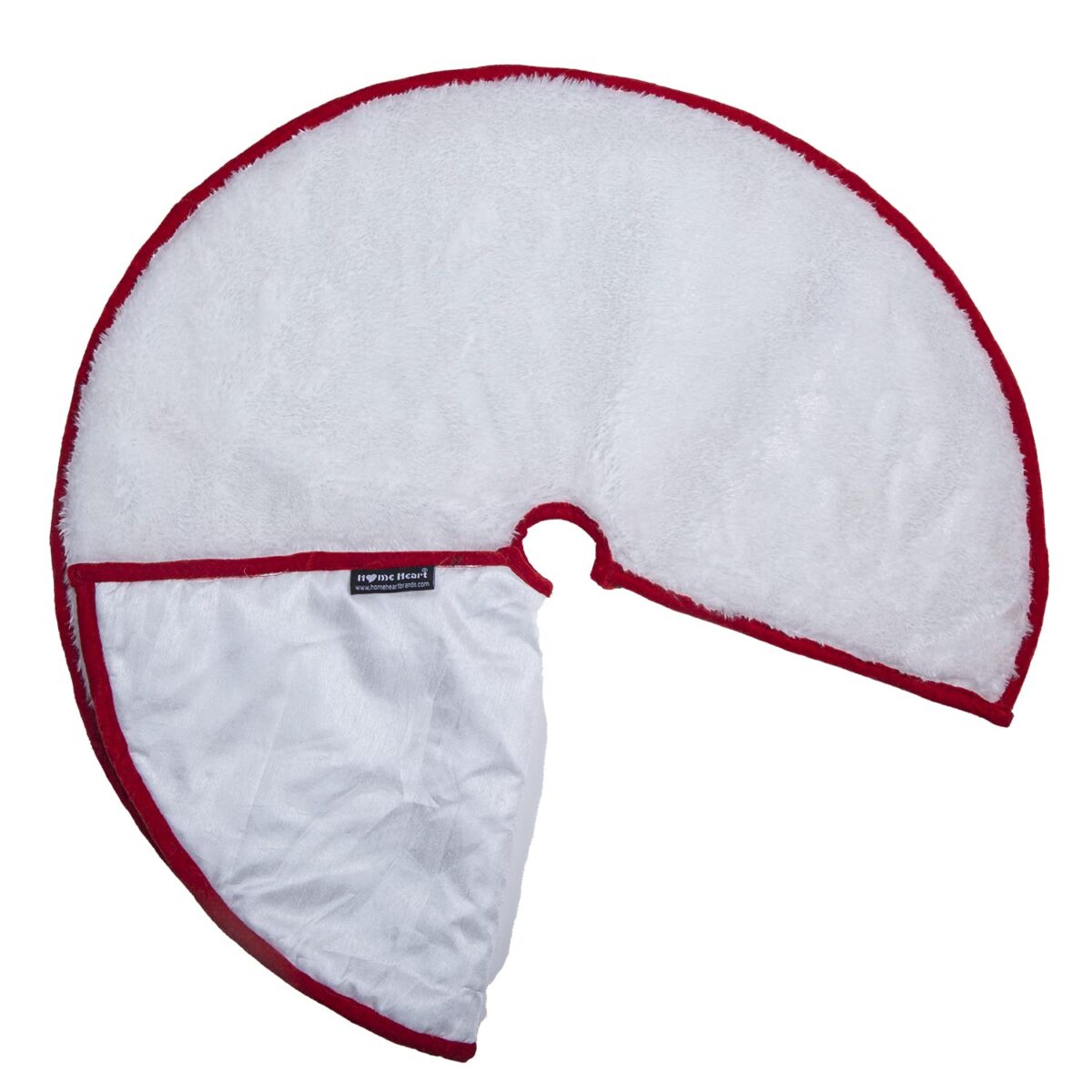 HOME HEART 24 INCH ROUND CHRISTMAS TREE SKIRT Snowy white plush velvet double layer (5731S)