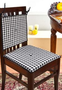 Chair pad buffalo plaid reversible with ties