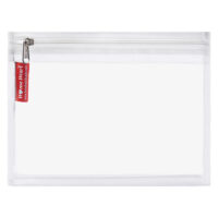 HOME HEART Brands Multi-Purpose Clear PVC Organizer Bag for Travel Cosmetics Office School Classroom Organization(White Side) Zipper Closure