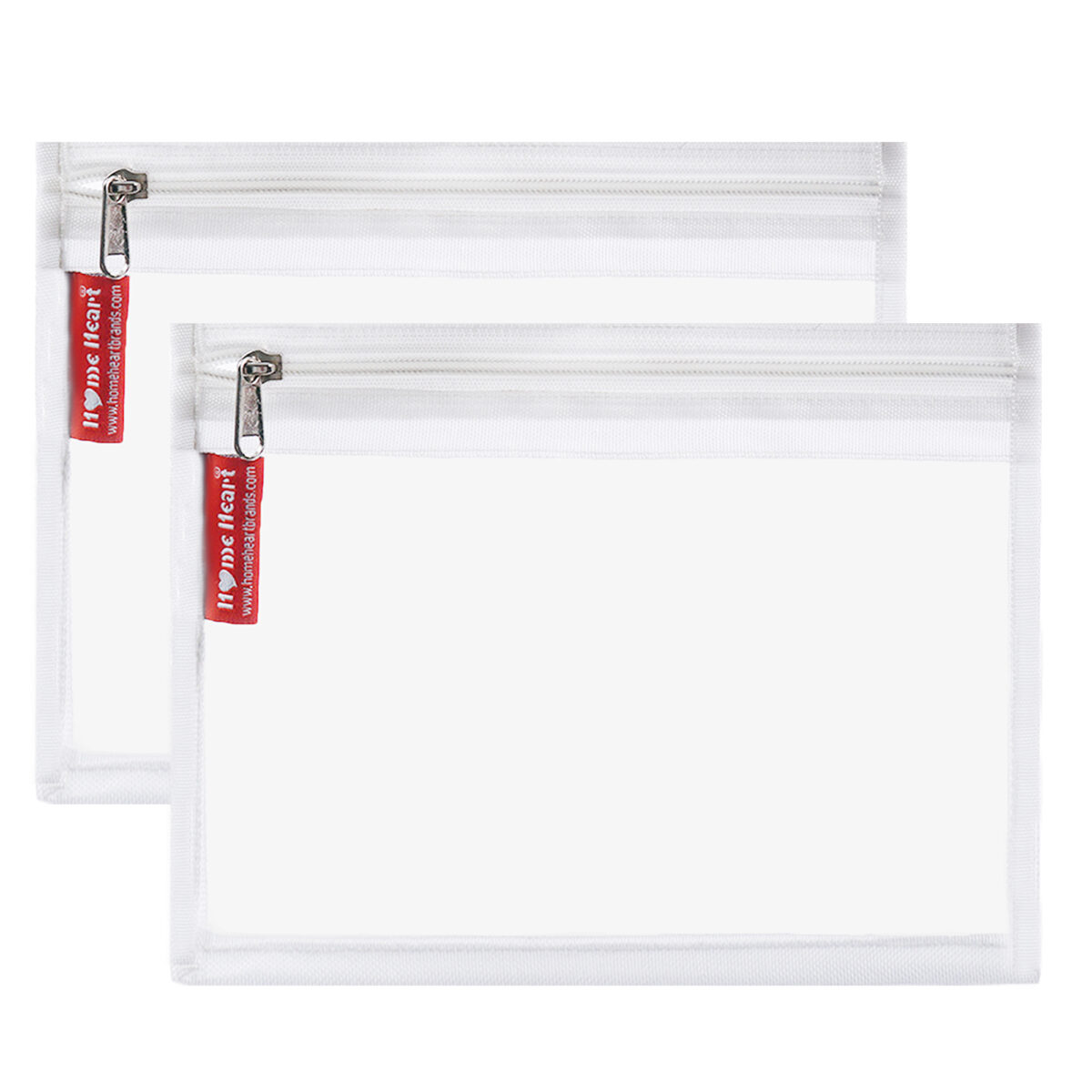HOME HEART Brands Multi-Purpose Clear PVC Organizer Bag for Travel Cosmetics Office School Classroom Organization(White Side) Zipper Closure