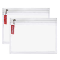HOME HEART Brands Multi-Purpose Clear PVC Organizer Bag for Travel Cosmetics Office School Classroom Organization(White Side) Zipper Closure