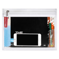 HOME HEART Brands Multi-Purpose Clear PVC Organizer Bag for Travel Cosmetics Office School Classroom Organization(White Side) Zipper Closure