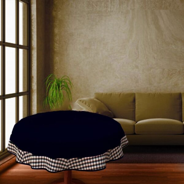 COFFEE TABLE CLOTH 24" ROUND SMALL VICTORIAN DUCK COTTON Navy Blue - 2 SEATER